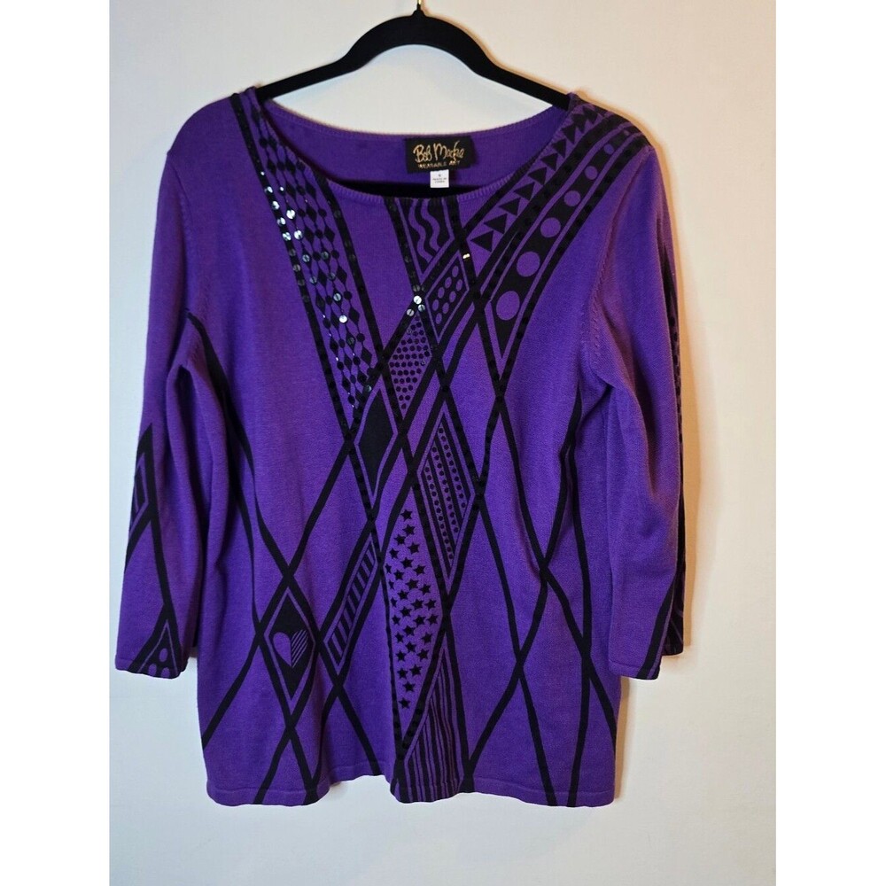 Bob Mackie Wearable Art 3/4 Sleeve Sweater